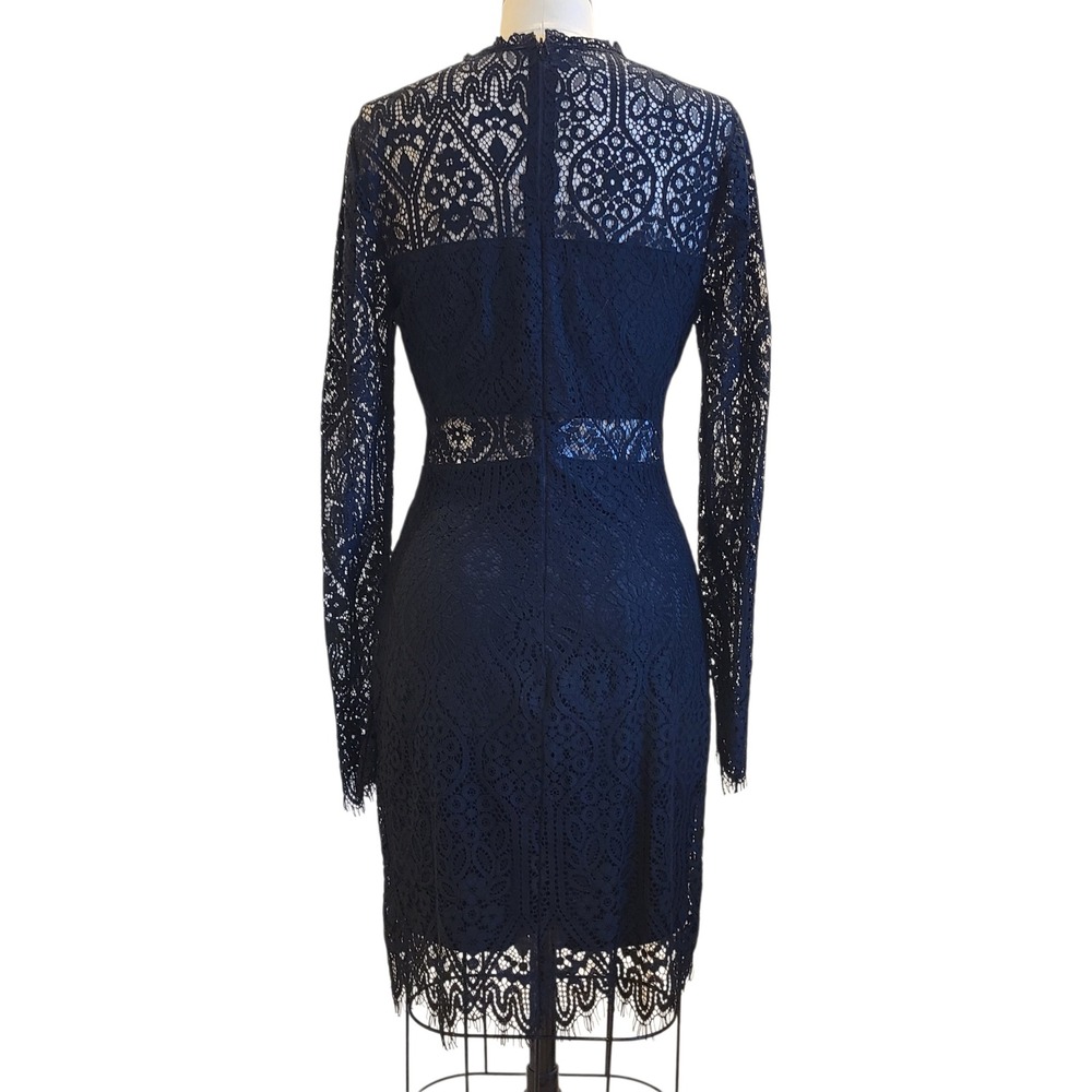 Lulus Black Floral Lace Long‎ Sleeve Cocktail Mini Dress Small LBD party witchy - Picture 3 of 5